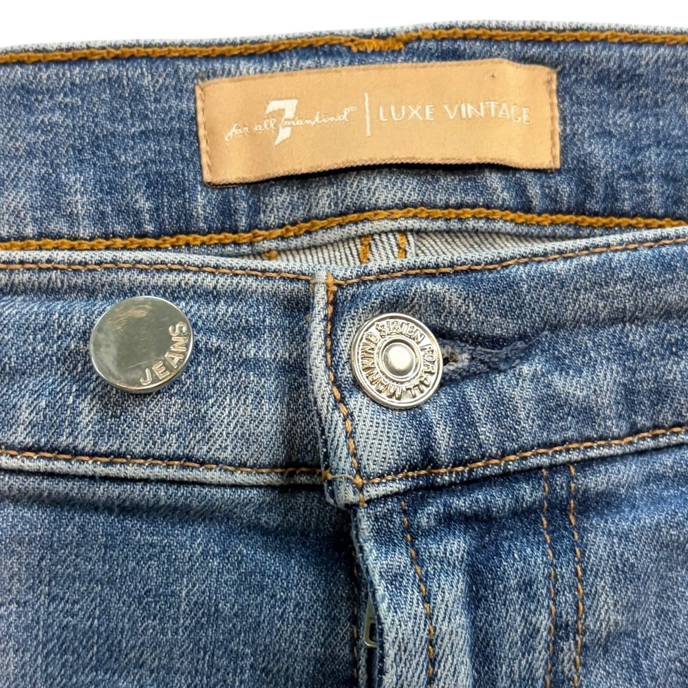 Seven7 Luxe Vintage Distressed Raw Hem‎ Denim Cutoff Shorts Blue - Picture 3 of 7